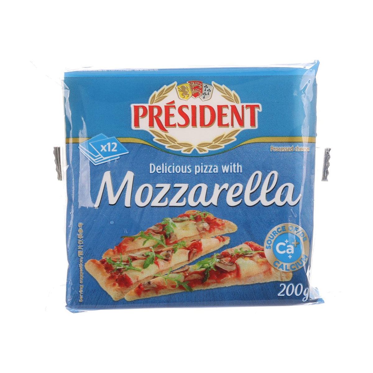 PRESIDENT Processed Cheese Slices - Mozzarella (200g)