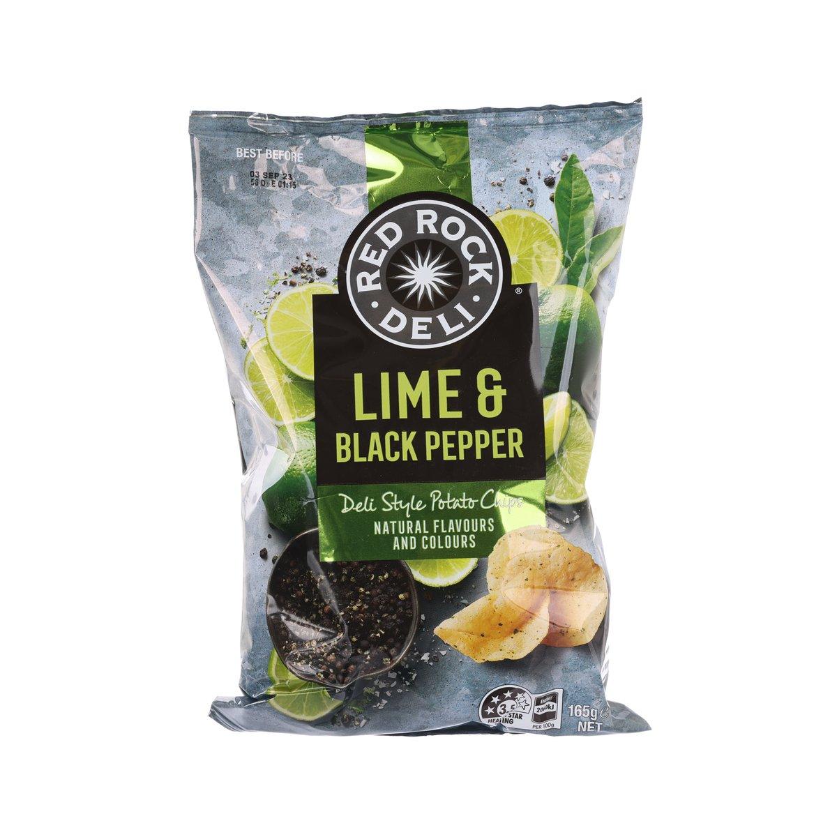 RED ROCK DELI Lime & Black Pepper Flavoured Potato Chips (165g)