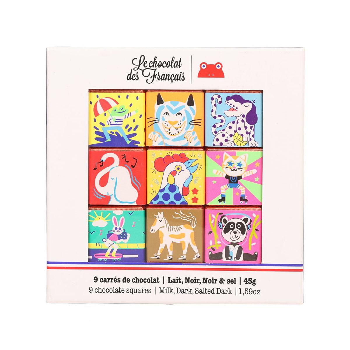 LE CHOCOLAT DES FRANCAIS 9 Assorted Organic Chocolate Squares Gift Box - Parisian (40.5g)