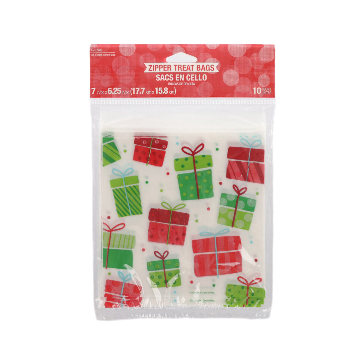 CREATIVE CONVERTING Xmas Treat Zipper Bags - Christmas Presents (10pcs)