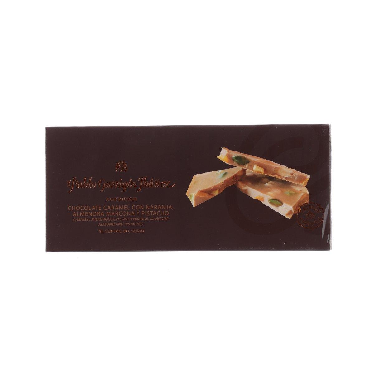 PABLO GARRIGOS IBANEZ Caramel Milk Chocolate with Orange, Marcona Almond and Pistachio Turron (200g)