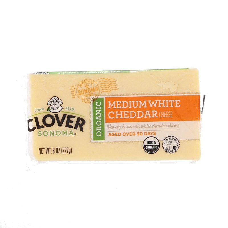 CLOVER Organic Medium White Cheddar Cheese Block  (227g)