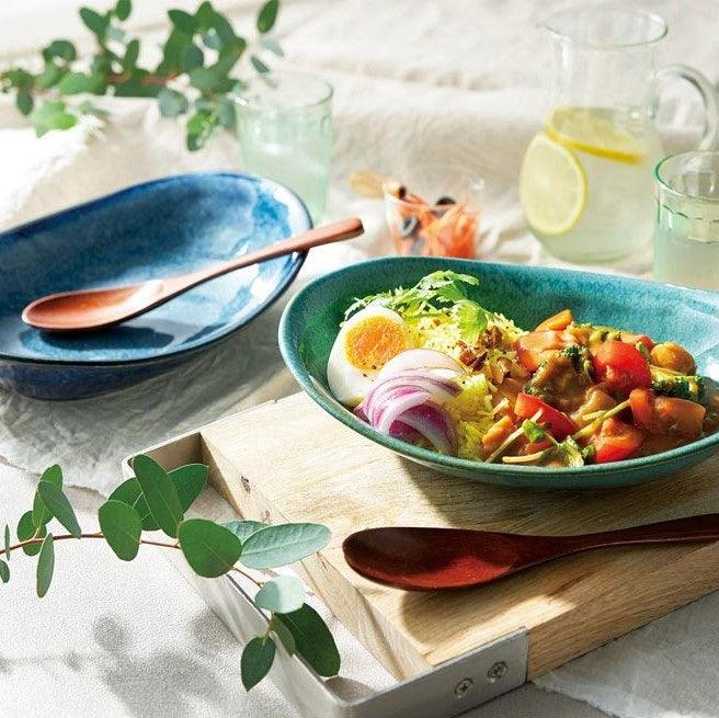 MARUSANKONDO Oval Curry Plate - Navy