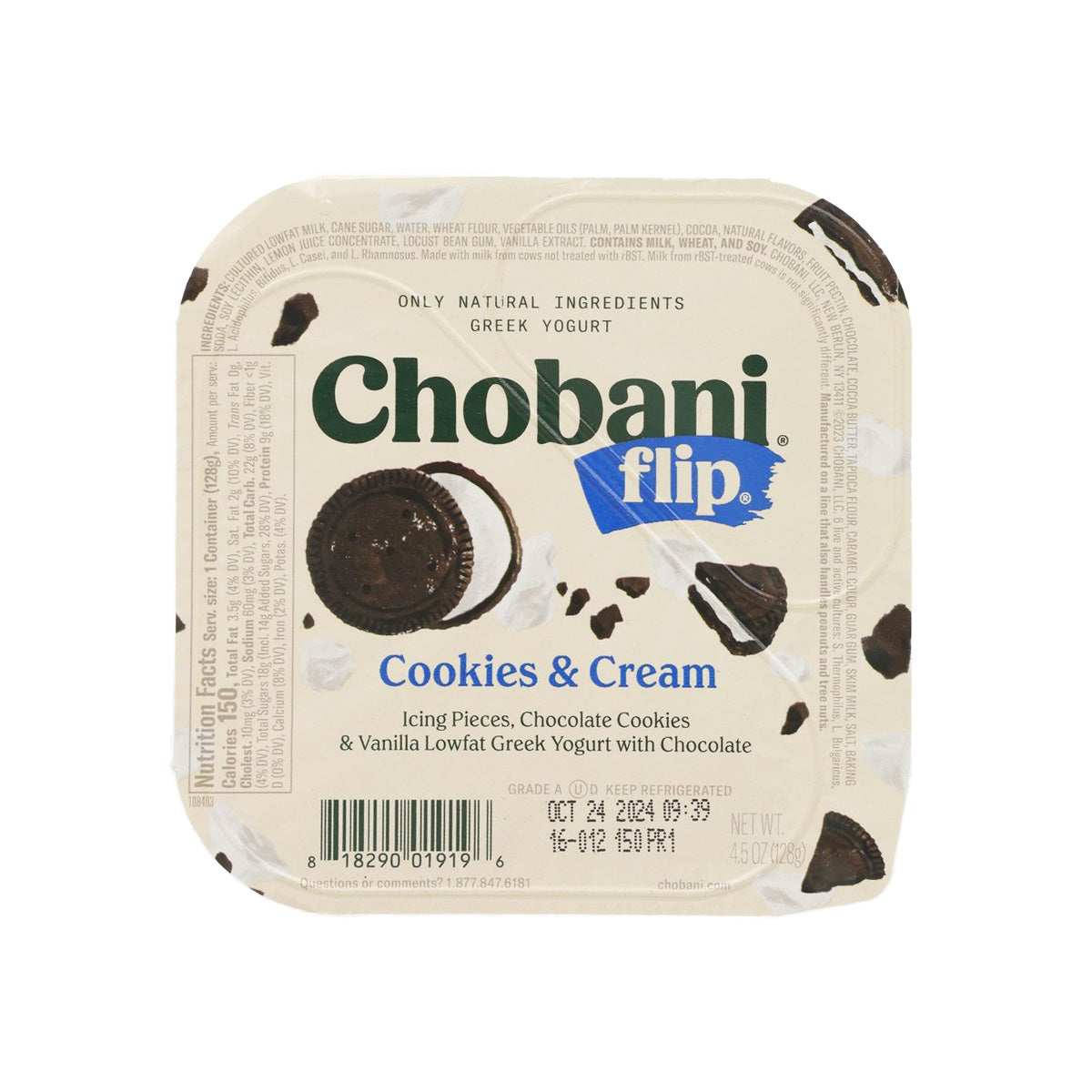 CHOBANI Flip Cookies & Cream Lowfat Greek Yogurt (128g)