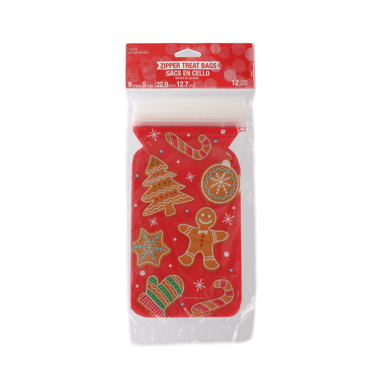 CREATIVE CONVERTING Xmas Cello Zip Bag - Gingerbread (12pcs)