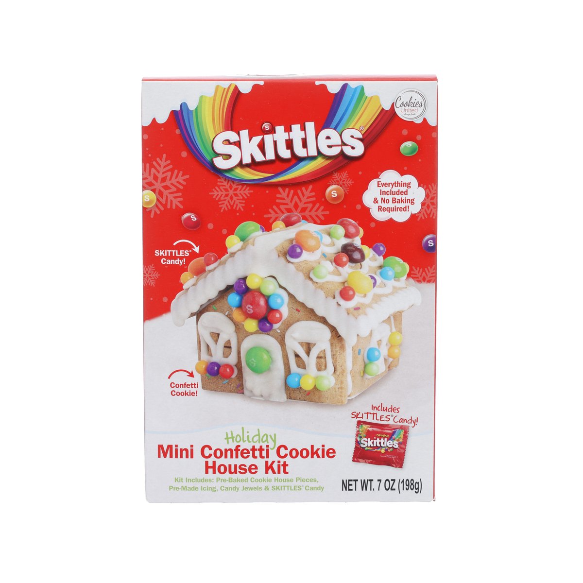 COOKIES UNITED Skittles Holiday Mini Confetti Cookie House Kit (198g)
