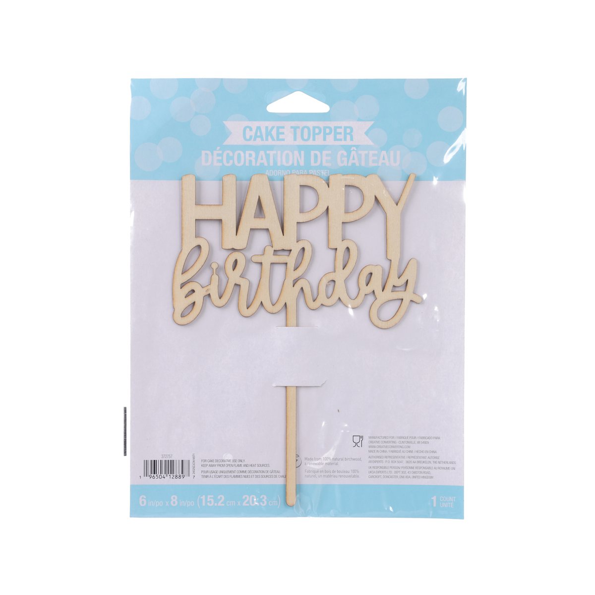 CREATIVE CONVERTING Wood Made Cake Topper - Happy Birthday
