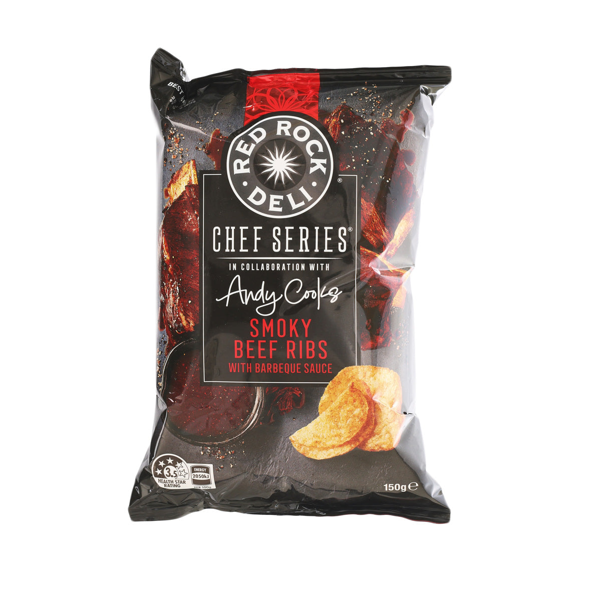 RED ROCK DELI Chef Series Potato Chip - Smoky Beef Ribs with BBQ Sauce Flavor (150g)