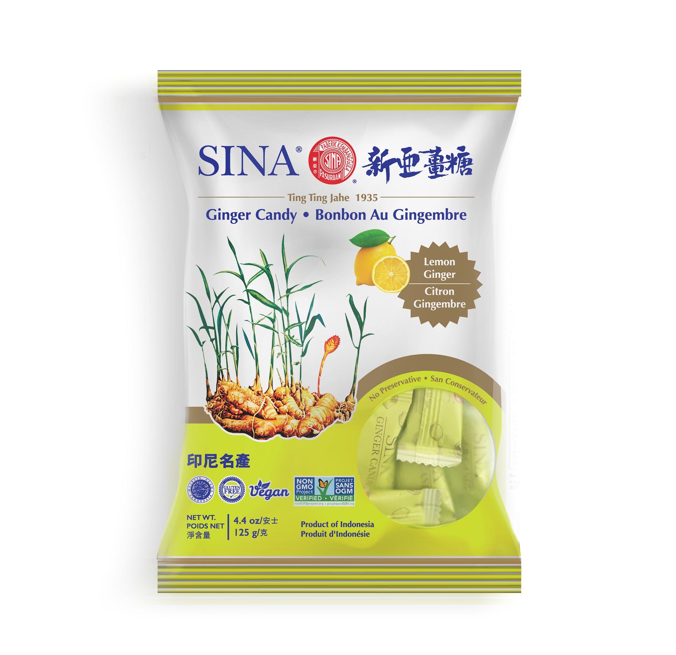 SINA GINGER Ginger Candy - Lemon (125g)