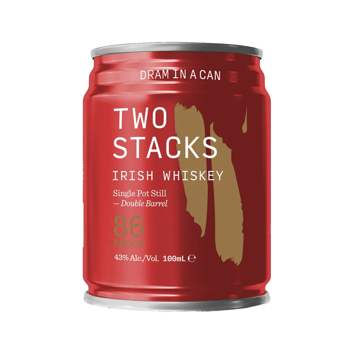 TWO STACKS Irish Whiskey Single Pot Still Double Barrel Dram in Can 43% abv (100mL)