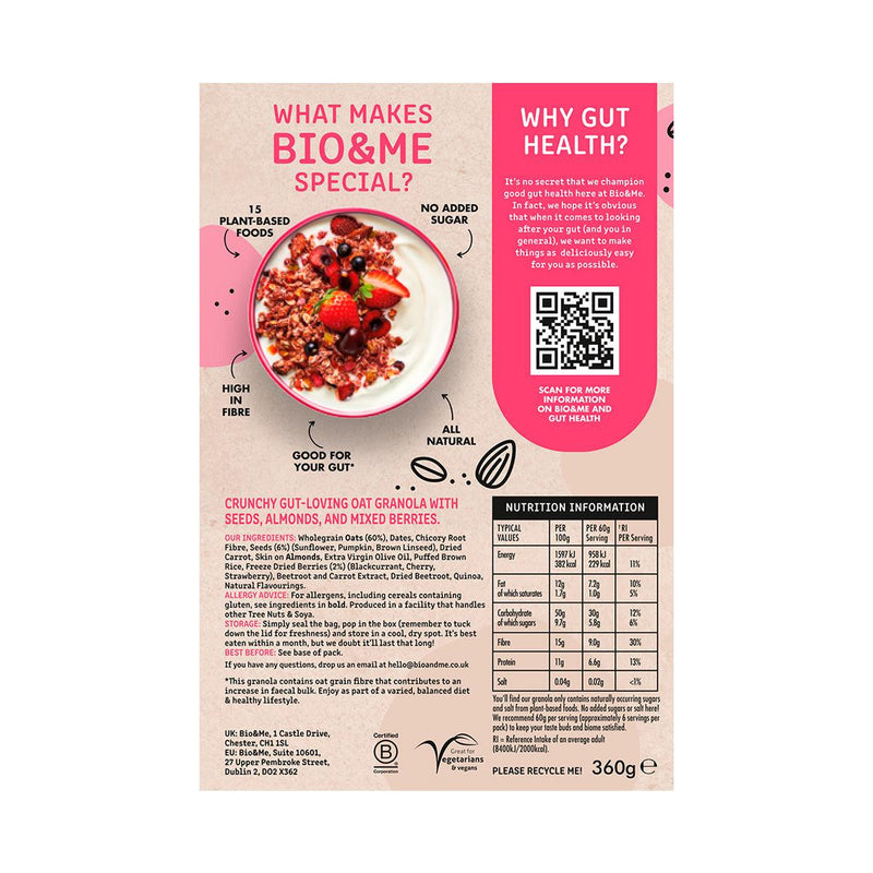 BIO & ME Super Berry Gut-Loving Prebiotic Granola  (360g)