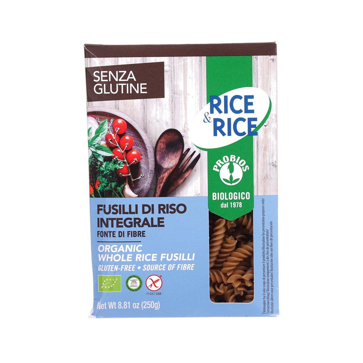 PROBIOS Rice & Rice Organic Gluten-Free Whole Rice Fusilli (250g)