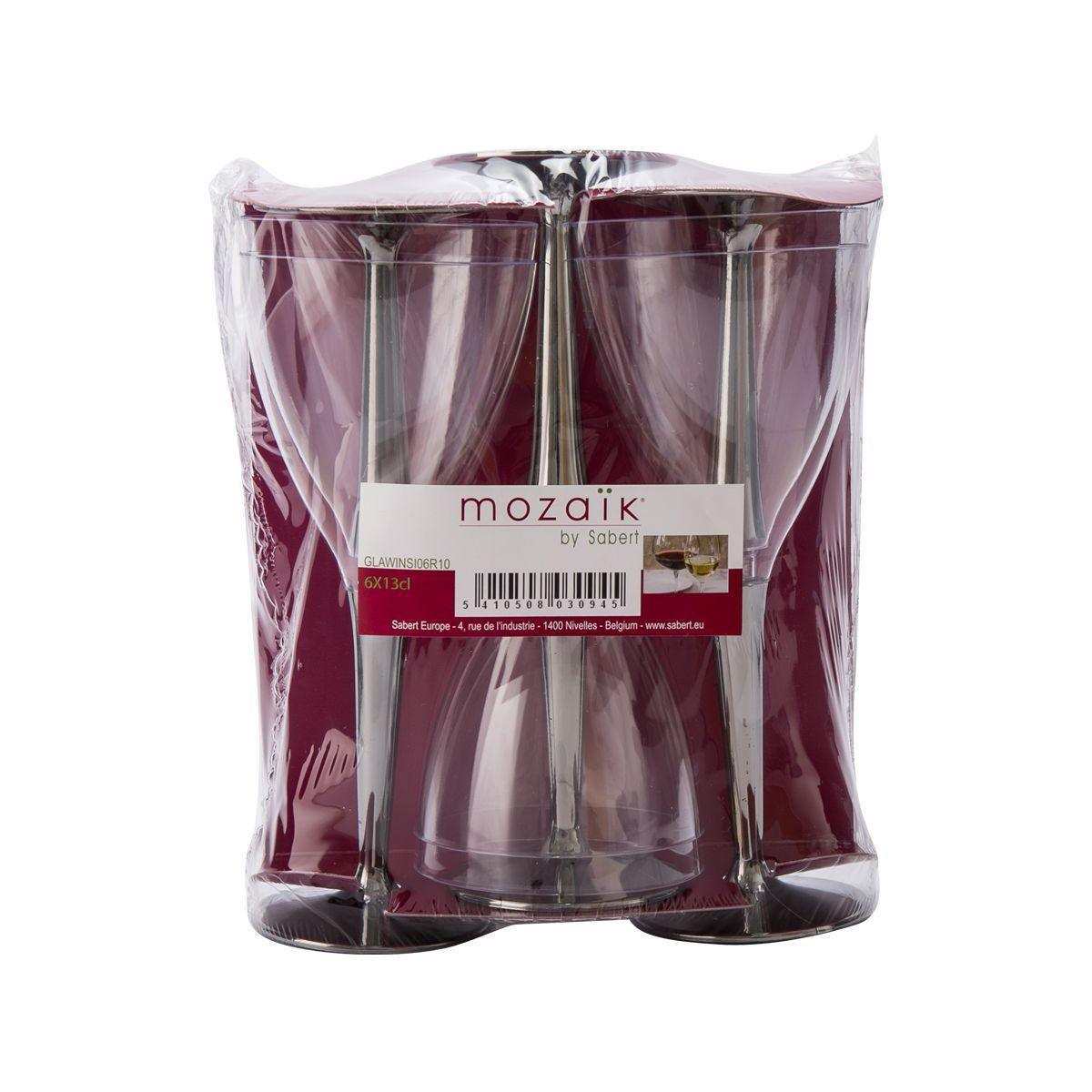 MOZAIK Wine Glass W/Silver Stem (6pcs)