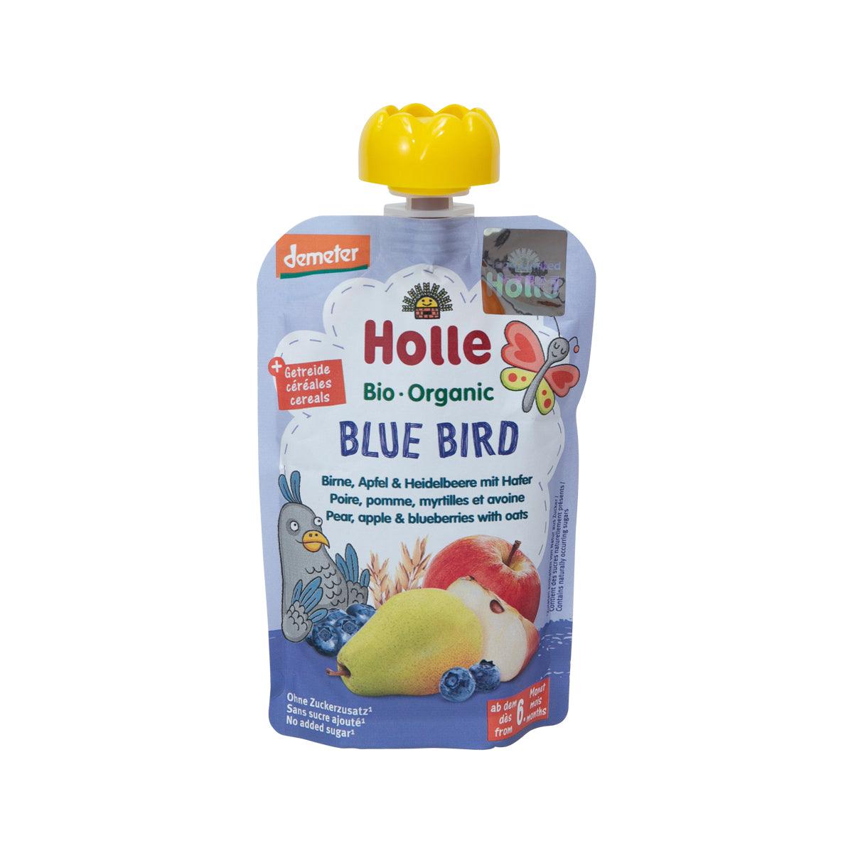 HOLLE Organic Blue Bird Pouch - Pear, Apple & Blueberries with Oats (100g)