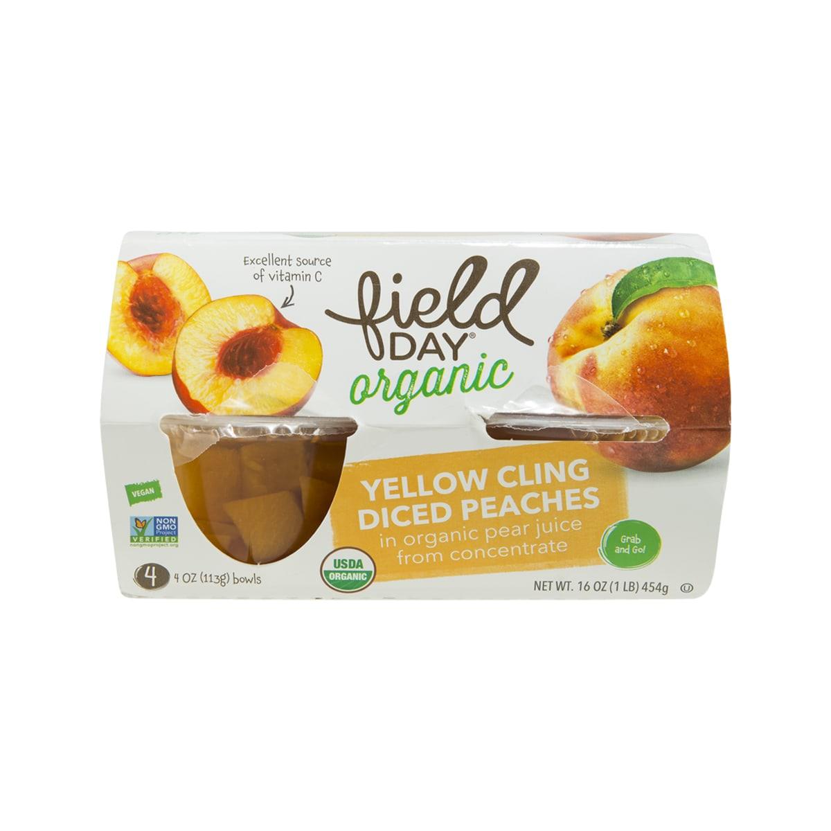 FIELD DAY Organic Yellow Cling Diced Peach in Pear Juice (4 x 113g)