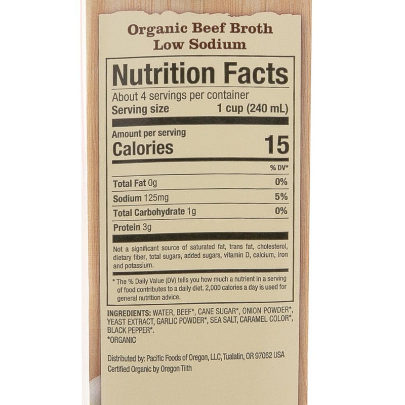 PACIFIC Organic Beef Broth - Low Sodium  (907g)