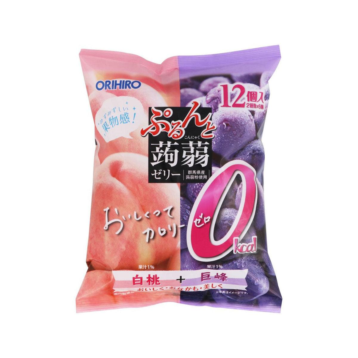 ORIHIRO Zero Calorie Konnyaku Jelly - White Peach and Kyoho Grape (216g)