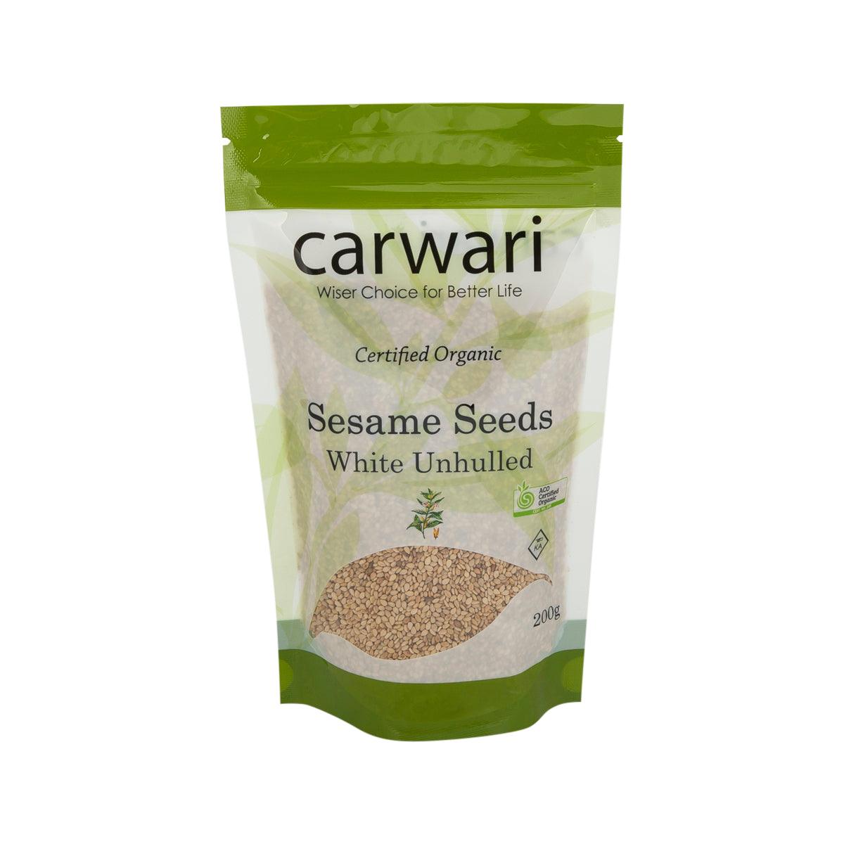CARWARI Organic White Sesame Seeds - Unhulled (200g)