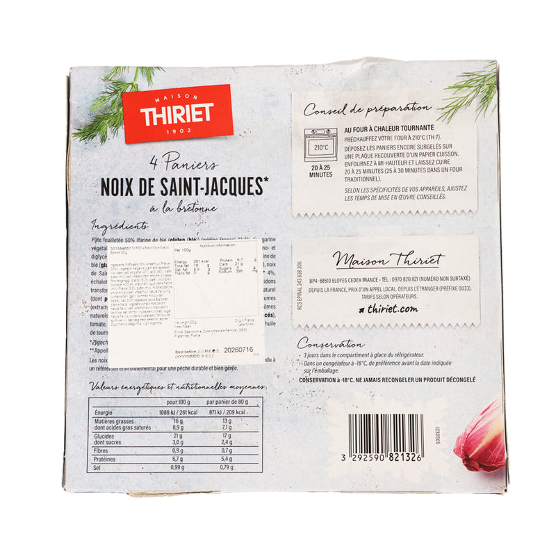 THIRIET 4 Breton-Style Scallop Baskets  (320g)