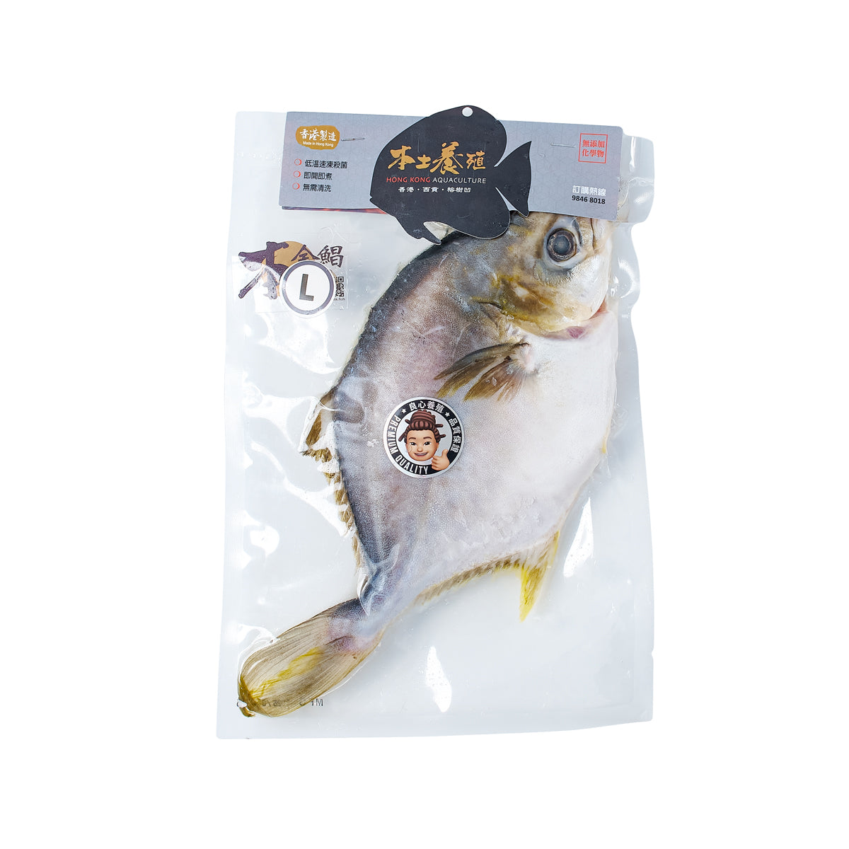 HONG KONG AQUACULTURE Local Frozen Farmed Pompano Fish - L  (1pack)