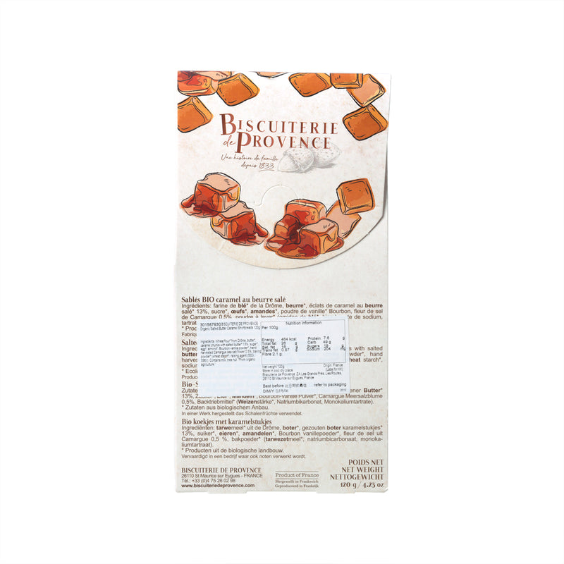 BISCUITERIE DE PROVENCE Organic Salted Butter Caramel Shortbreads  (120g)