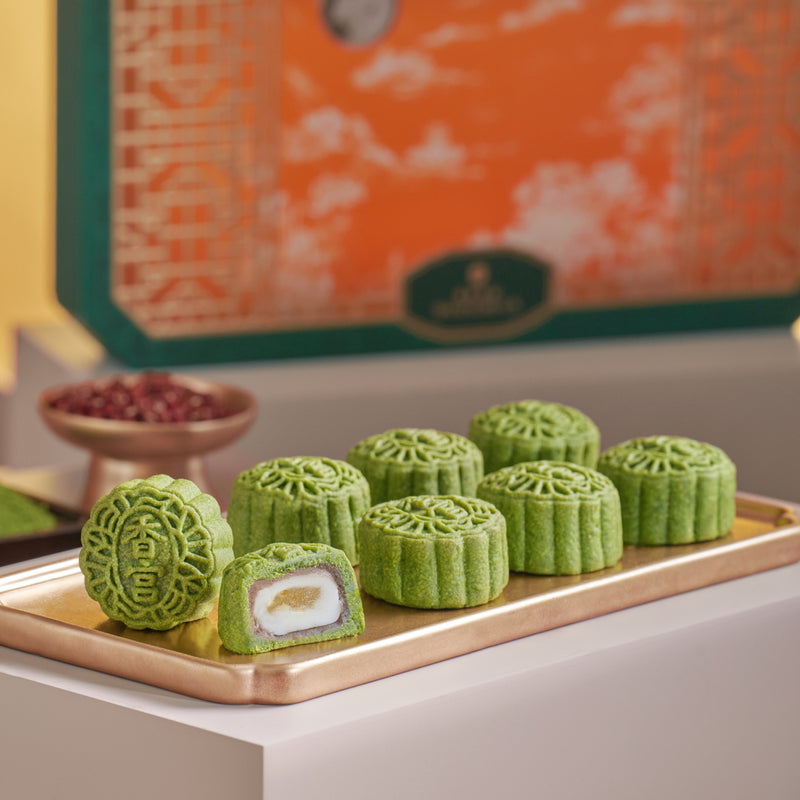 Shang Palace Mini Matcha Mooncakes with Red Bean, Yuzu Paste and Mochi (8pcs) Voucher (1pc)