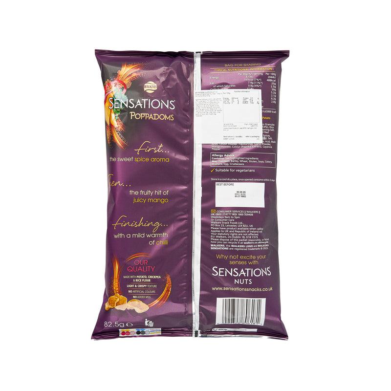 WALKERS SENSATIONS 馬鈴薯鷹嘴豆粉脆片 - 芒果甜辣椒甜酸辣醬  (82.5g)