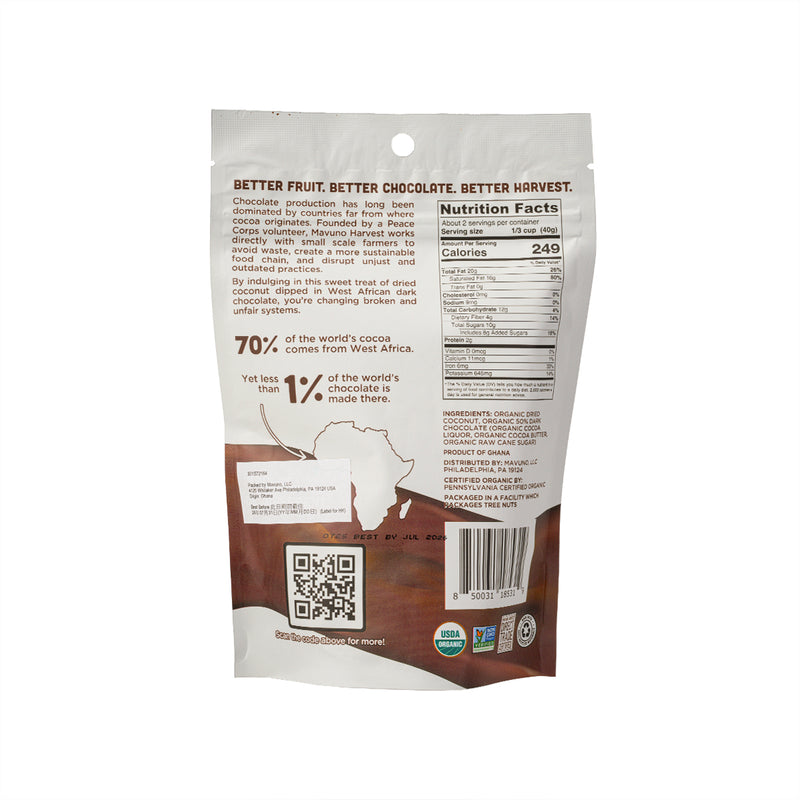 MAVUNO HARVEST Organic Dark Chocolate Dipped - Coconut  (84g)