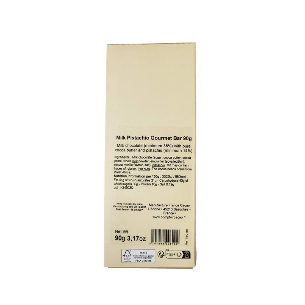 COMPTOIR DU CACAO 開心果牛奶朱古力  (90g)