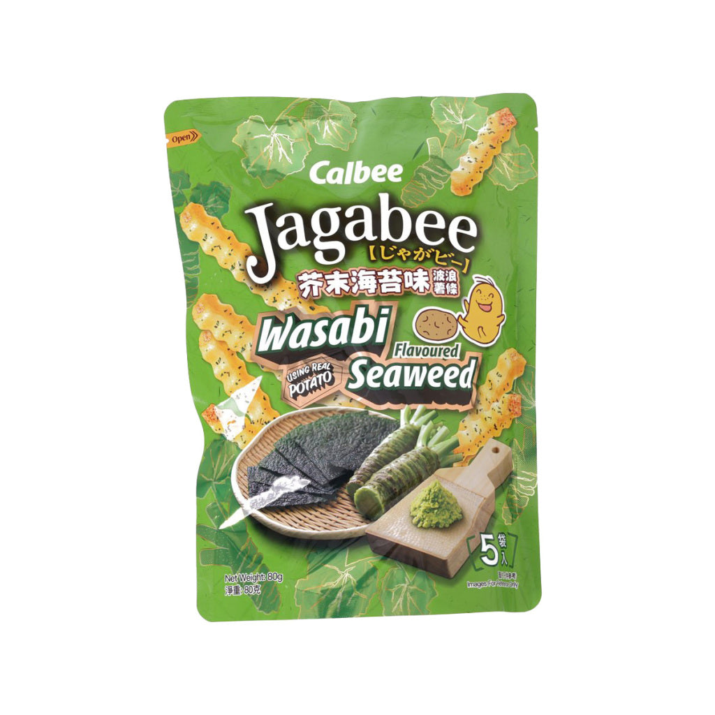 CALBEE Jagabee Wasabi Seaweed Flavoured Potato Sticks (Standing Pouch)  (80g)