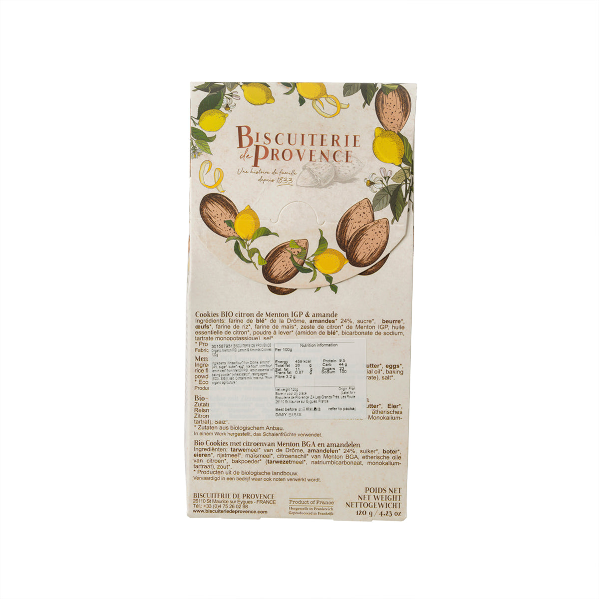 BISCUITERIE DE PROVENCE Organic Menton PGI Lemon & Almonds Cookies  (120g)