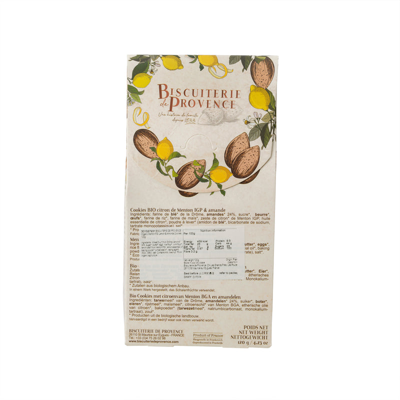 BISCUITERIE DE PROVENCE Organic Menton PGI Lemon & Almonds Cookies  (120g)