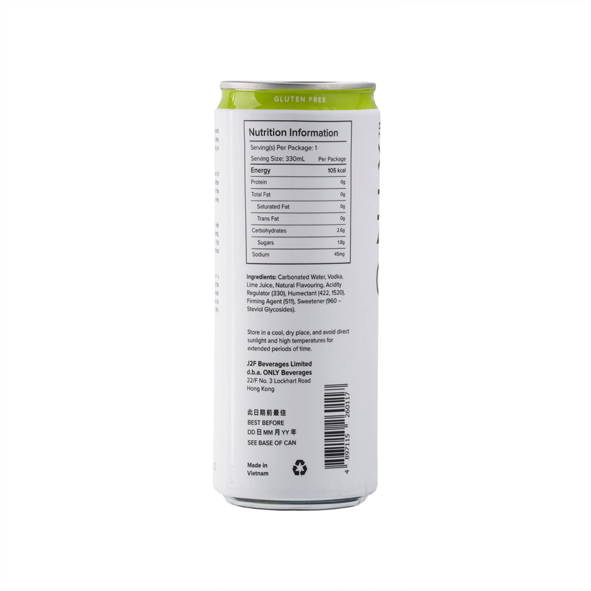 ONLY Vodka Soda - Lime (Alc. 5%) [Can]  (330mL)