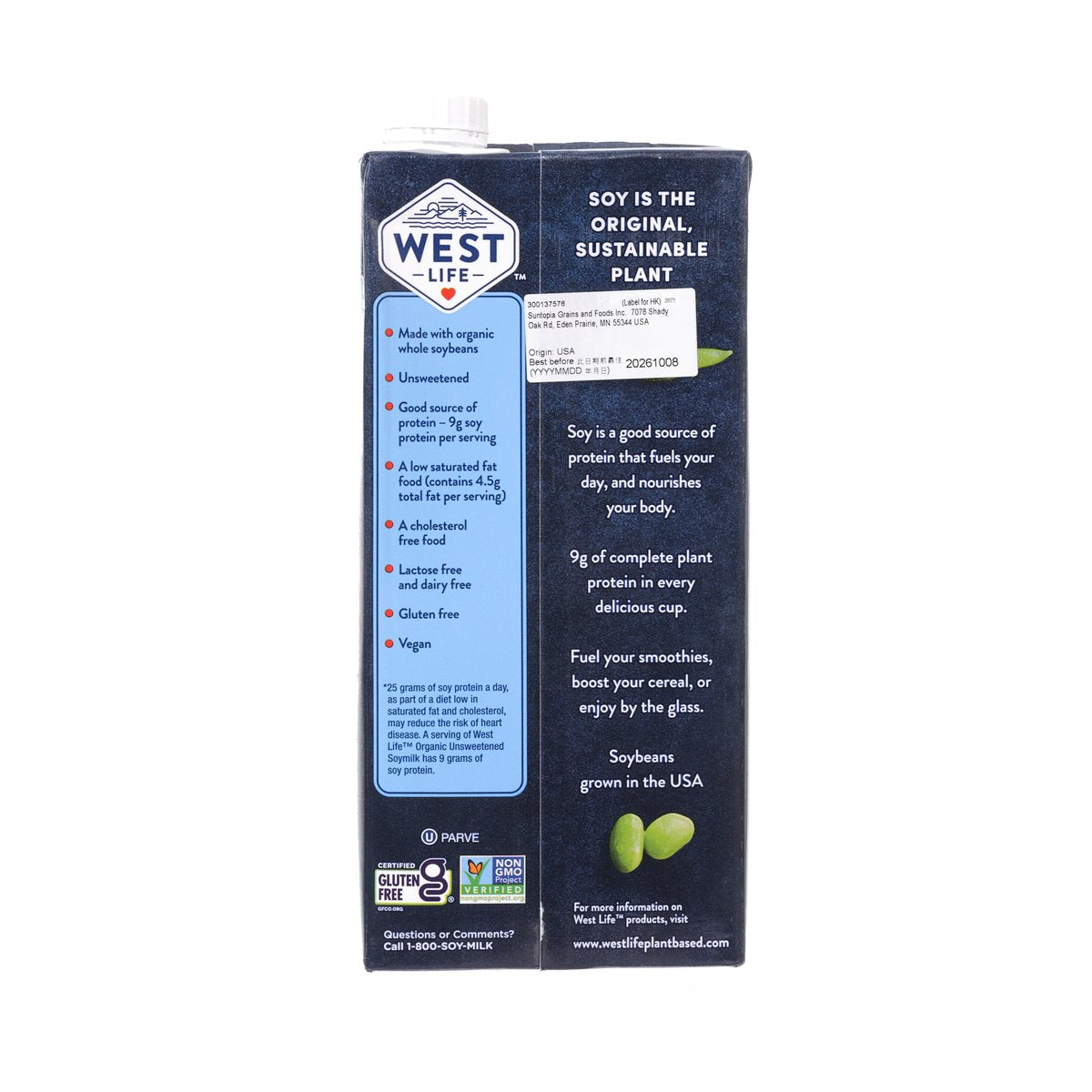 WESTSOY Organic Unsweetened Soymilk  (946mL)