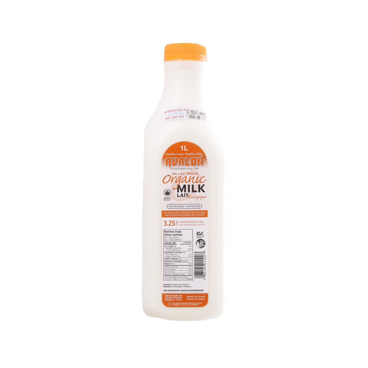 VALLEY PRIDE Certified Organic Homogenized Milk (3.25% Milk Fat)  (1L)