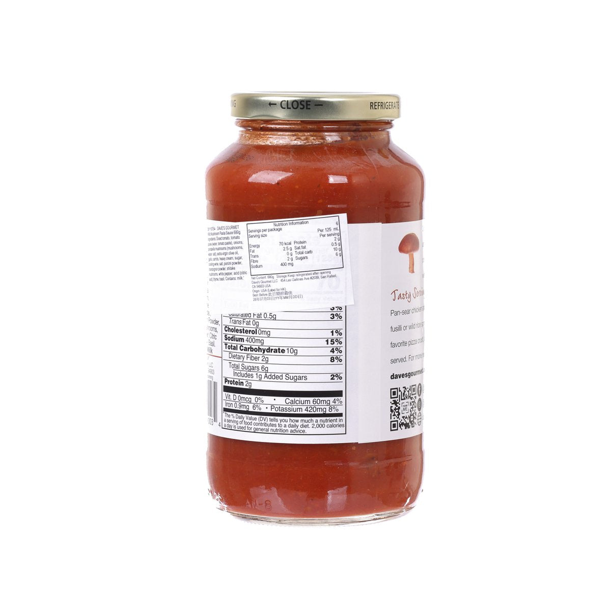 DAVE'S GOURMET Wild Mushroom Pasta Sauce  (680g)