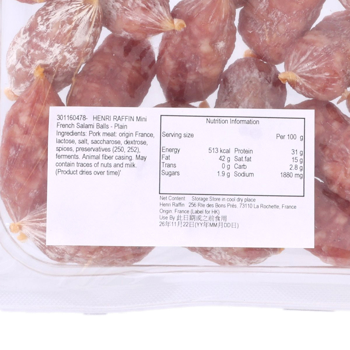 HENRI RAFFIN Mini French Salami Balls - Plain  (150g)