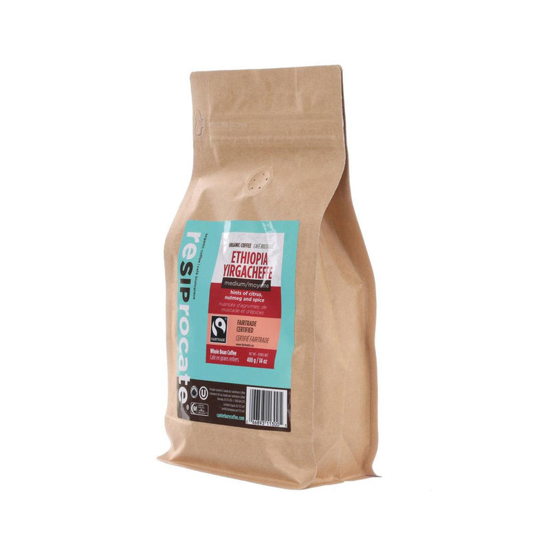 RESIPROCATE Organic Ethiopia Yirgacheffe Arabica Coffee Bean  (400g)