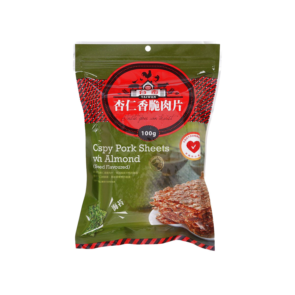 台畜 杏仁香脆肉片 - 海苔 (100g)