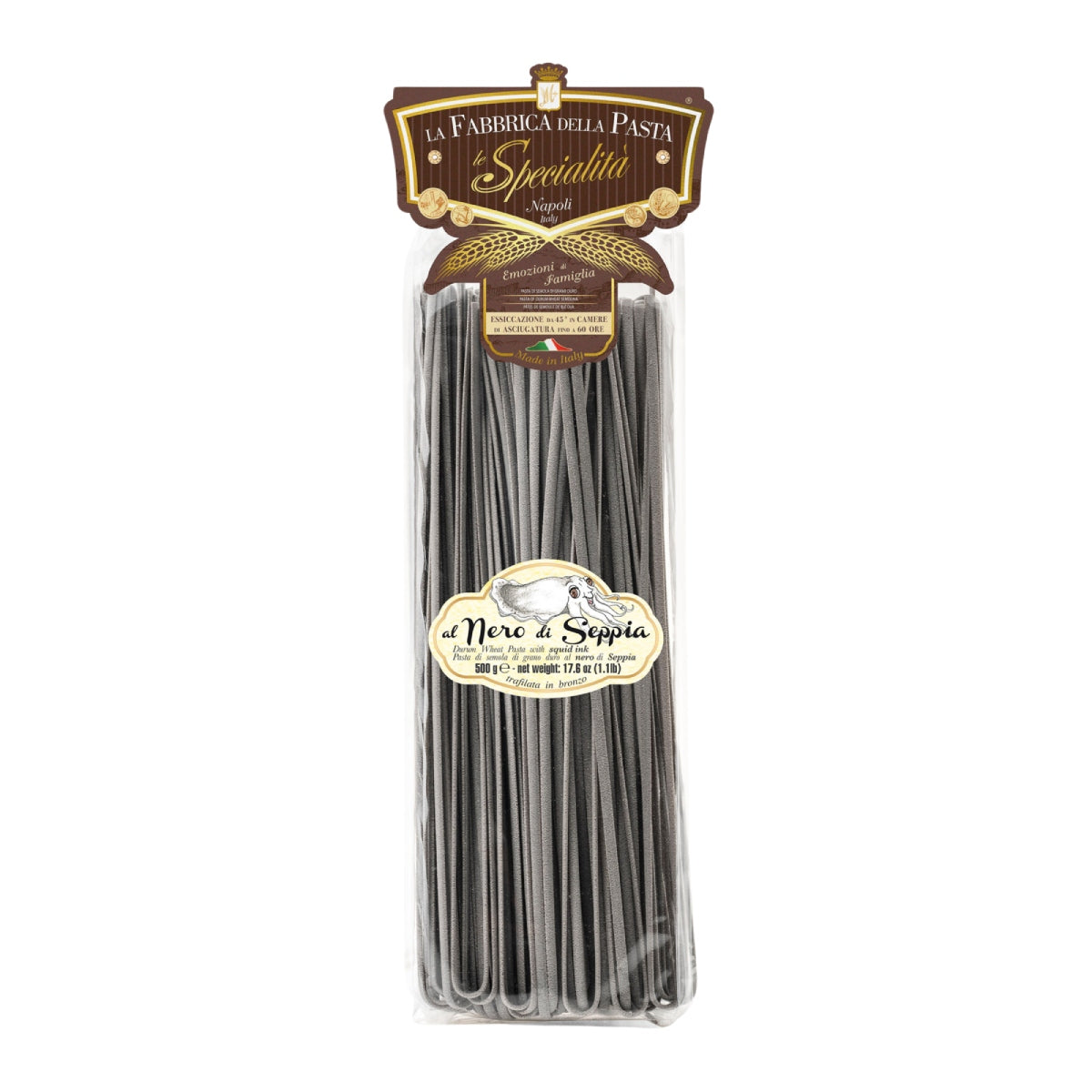 LA FABBRICA DELLA Artisanal Linguine Pasta - Squid Ink  (500g)