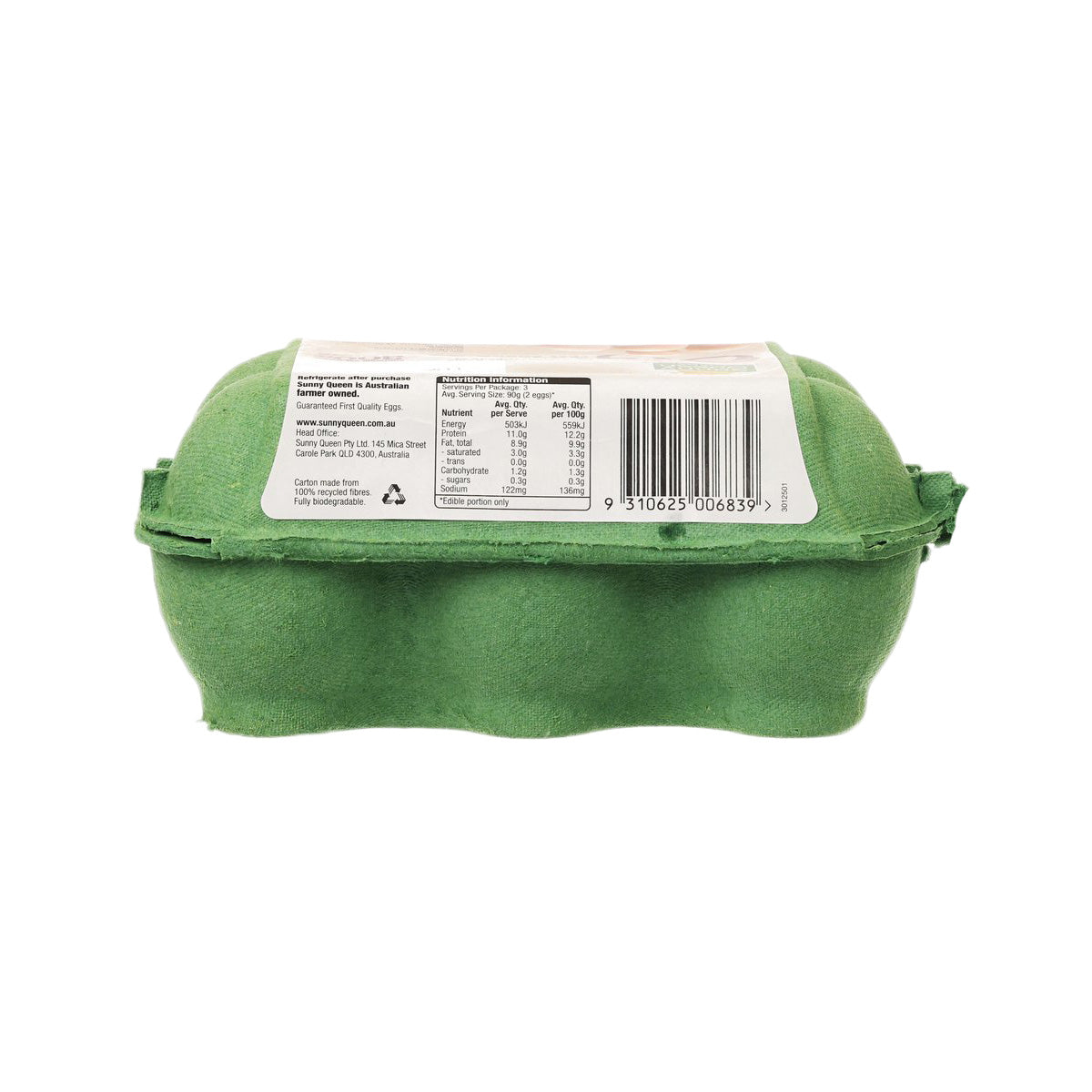 SUNNY QUEEN Organic Free Range Egg - Large  (6pcs)