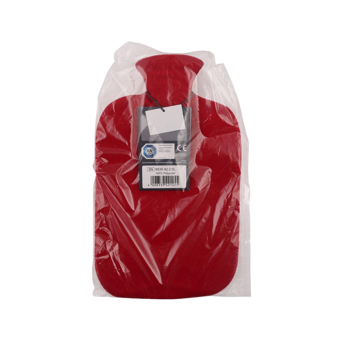 FASHY Fleece Hot Water Bottle 2L - Cranberry
