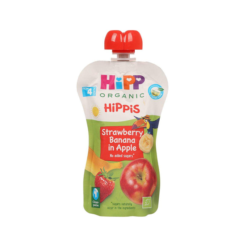 HIPP Organic Fruit Preparation - Strawberry Banana in Apple  (100g, 100g)