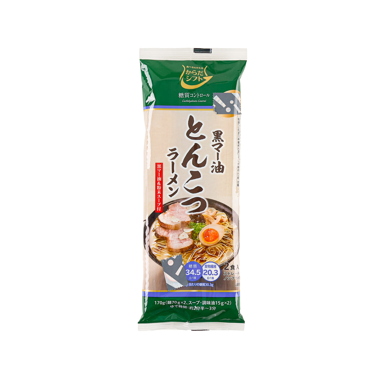 MITSUITSUKI Carbohydrate Control Tonkotsu Ramen with Black Garlic Oil and Soup Powder  (170g)