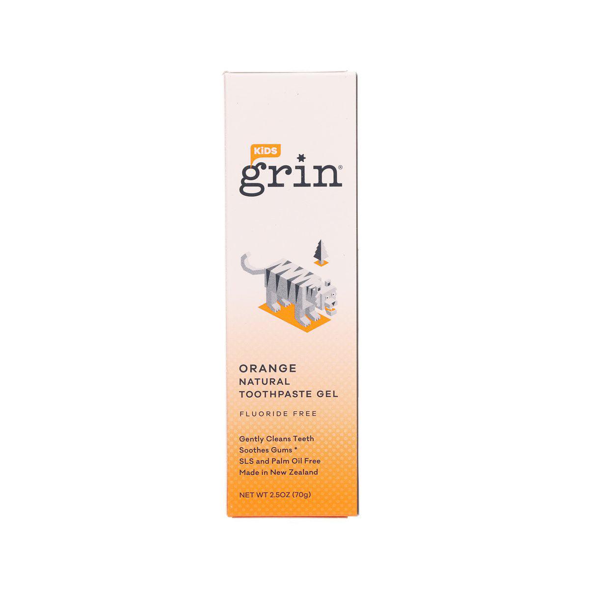 GRIN Kids Orange Natural Toothpaste Gel (Fluoride Free)  (70g)