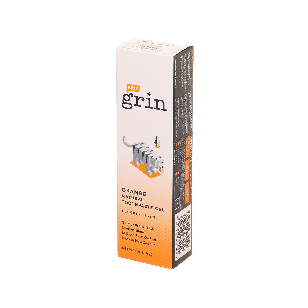 GRIN Kids Orange Natural Toothpaste Gel (Fluoride Free)  (70g)