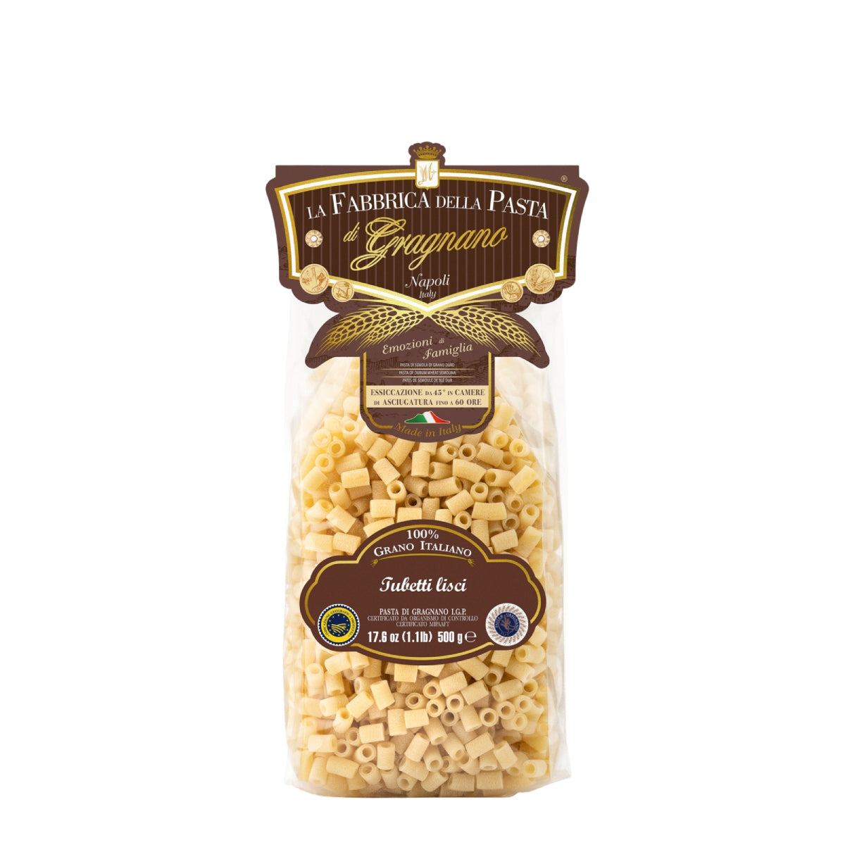 LA FABBRICA DELLA Artisanal E Tubetti Lisci Pasta  (500g)