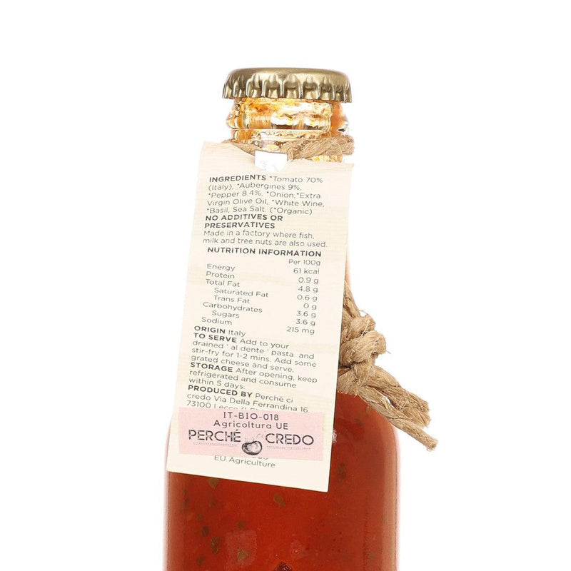 CITYSUPER X PERCHE CI CREDO Organic Tomato Sauce with Aubergine & Pepper  (180g)