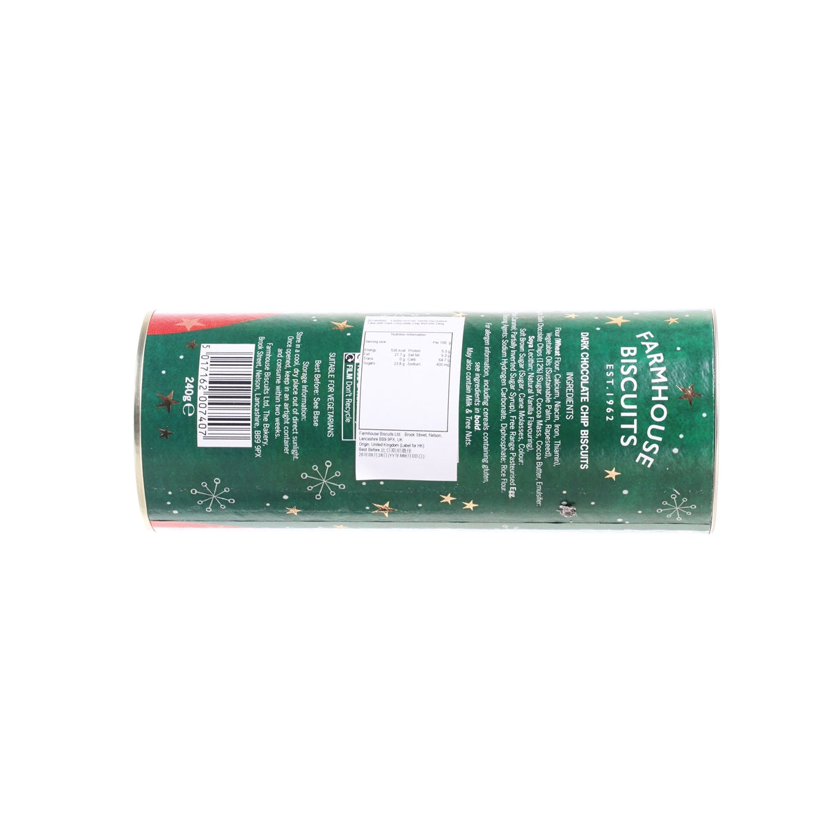 FARM HOUSE Santa Decorative Tube with Dark Chocolate Chip Biscuits   (240g)