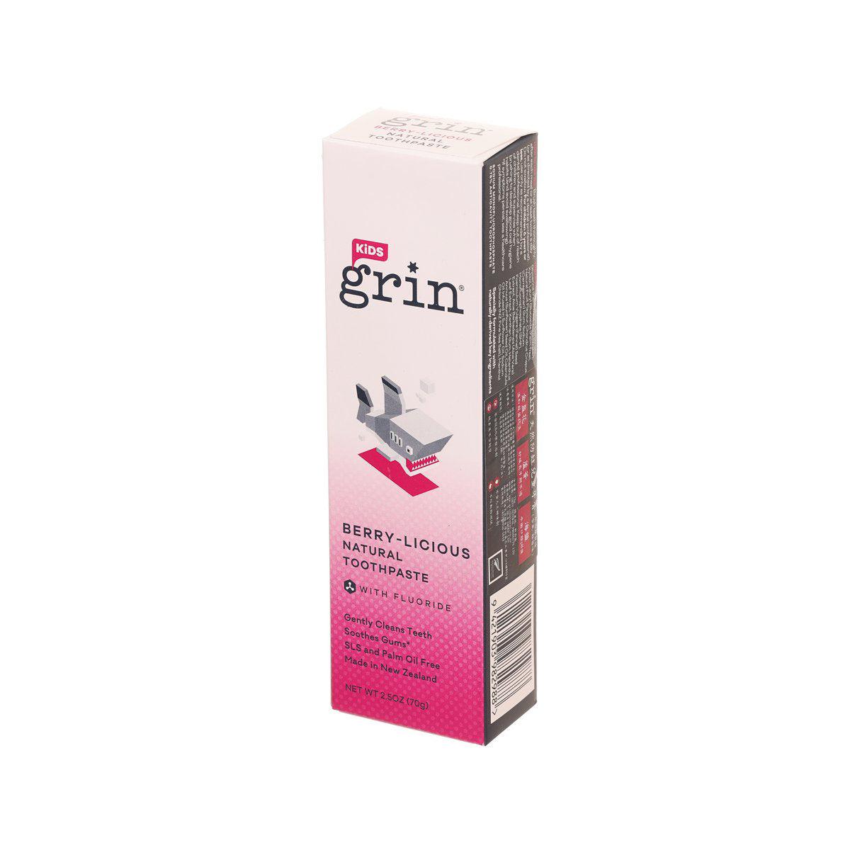 GRIN Kids Berry-Licious Natural Toothpaste with Fluoride  (70g)